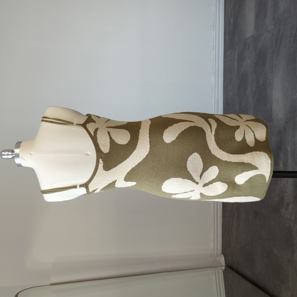 NWOT Miss Sparkling Floral Knit Sweater Tank Dress Green L fall retro hippie - Picture 4 of 10